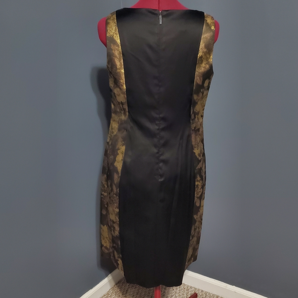 Donna Ricco Black and Gold Lace Midi Shift Sheath Dress - Picture 4 of 7